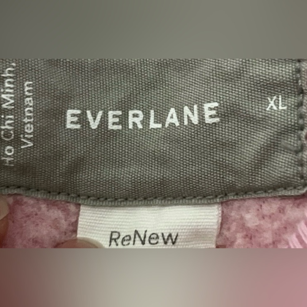 Everlane Renew Fleece Pullover Crewneck Long Sleeve Ribbed Cuffs in Pink Size XL - Picture 10 of 11